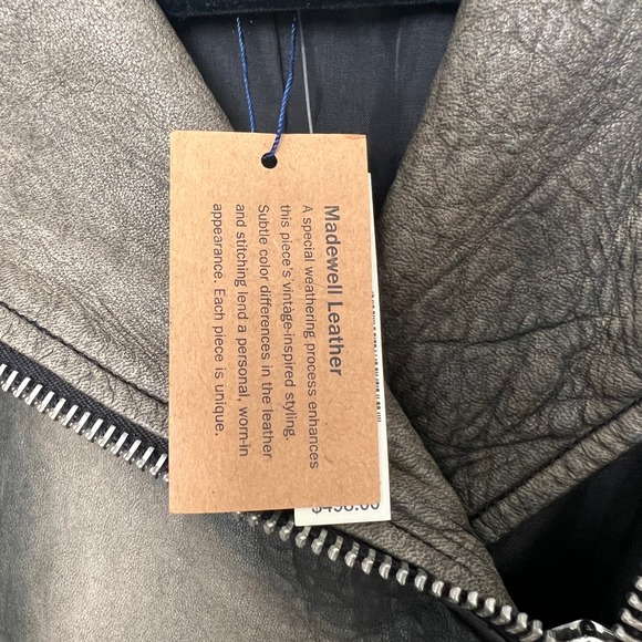 Madewell Washed Leather Moto Jacket Womens XS – Black / Charcoal Gray – NWT $498 - Picture 11 of 13